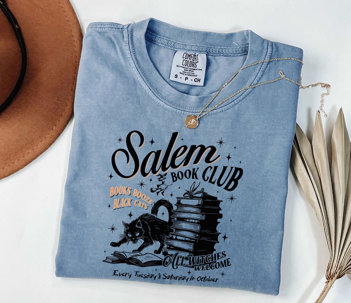 Black Cat Salem Book Club All Witches Welcome Shirt