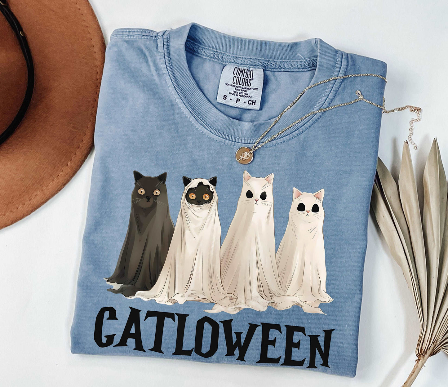 Catloween Funny Halloween Ghost Black Cat Shirt