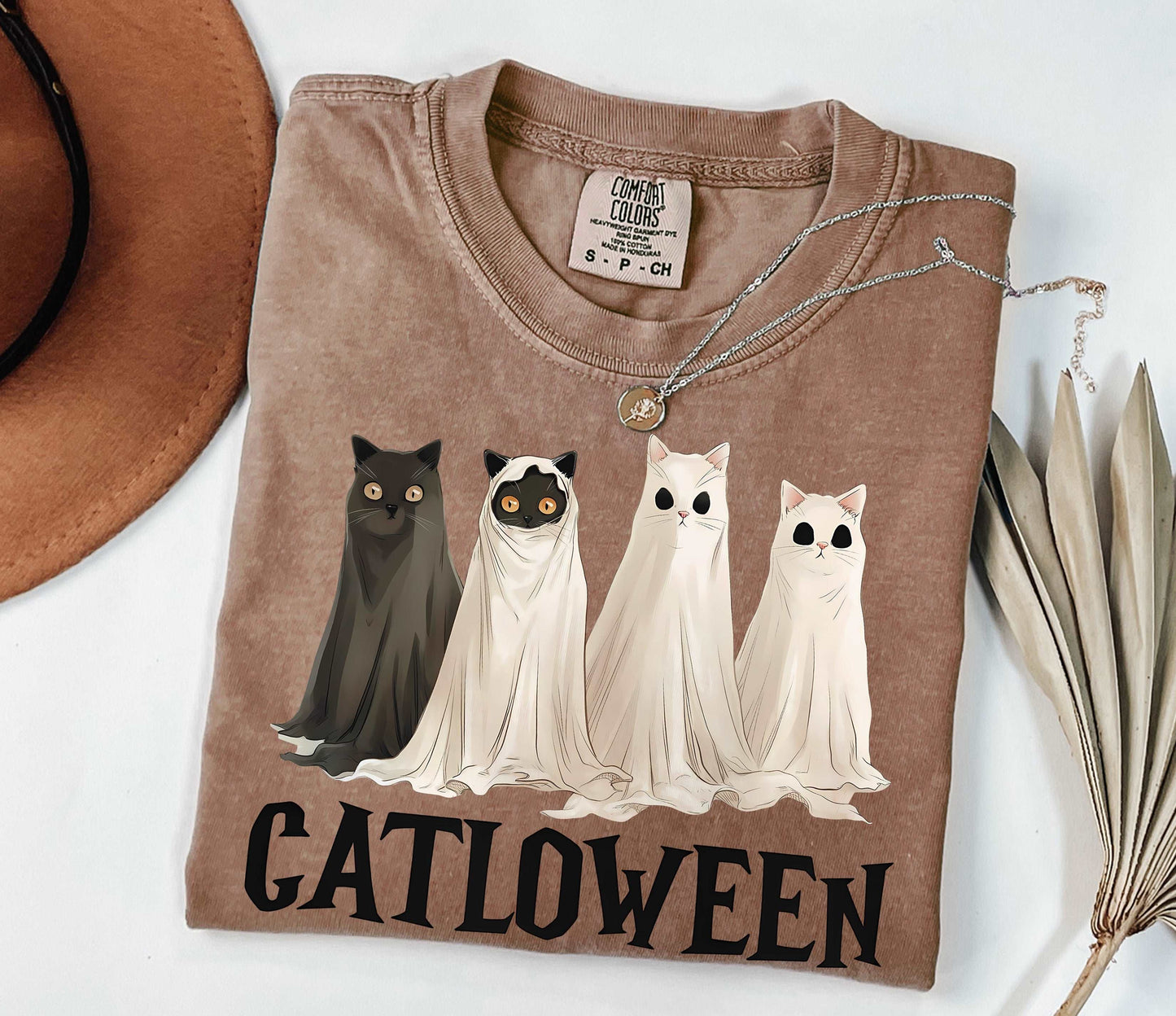 Catloween Funny Halloween Ghost Black Cat Shirt