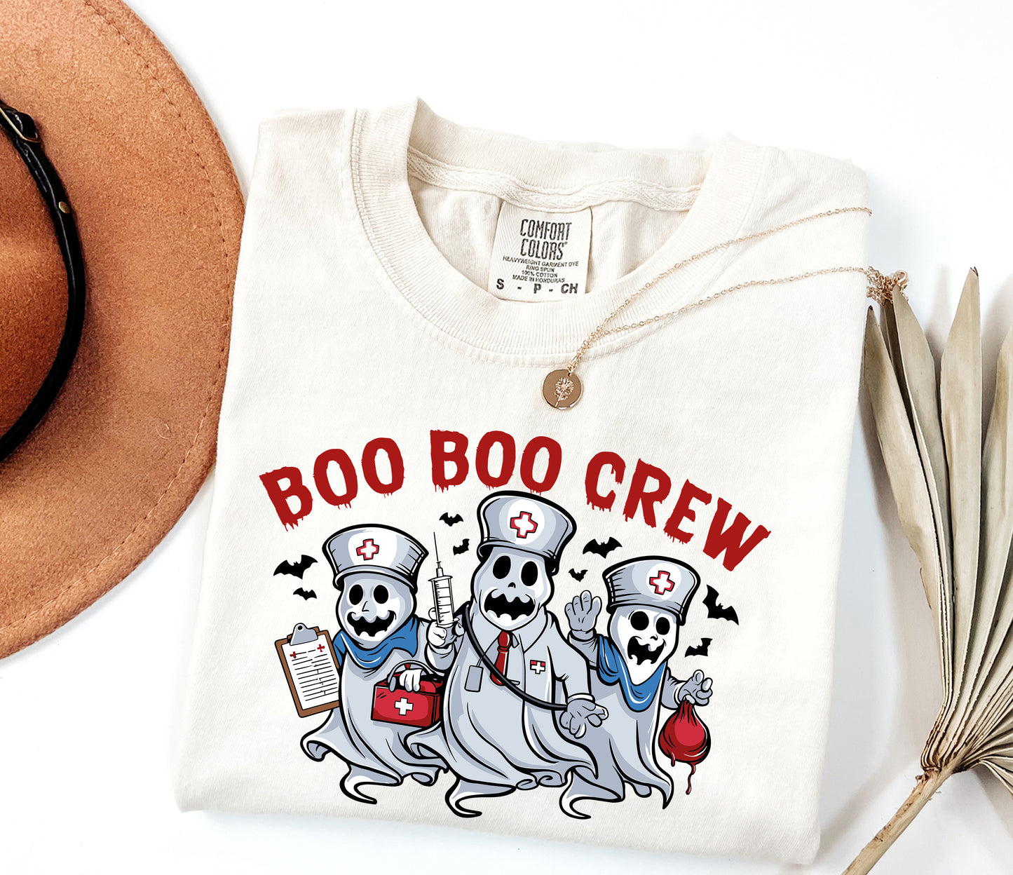 Boo Boo Crew Ghost Nurse Halloween Shirt Ivory
