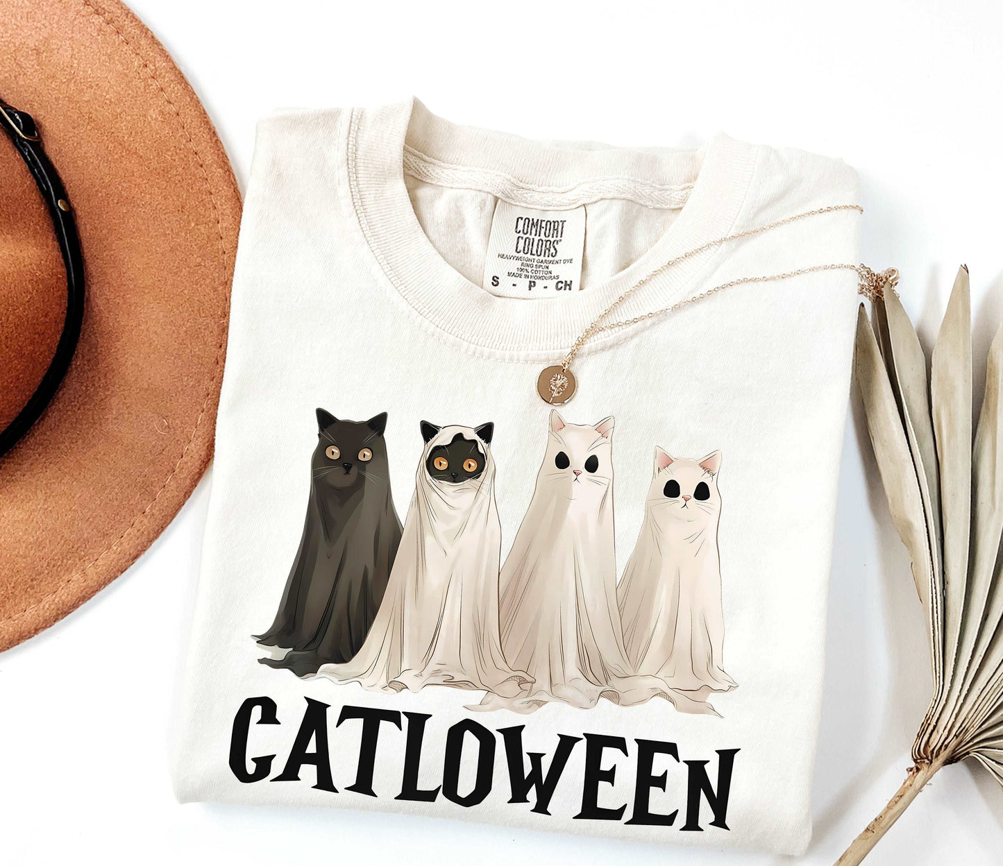 Catloween Funny Halloween Ghost Black Cat Shirt