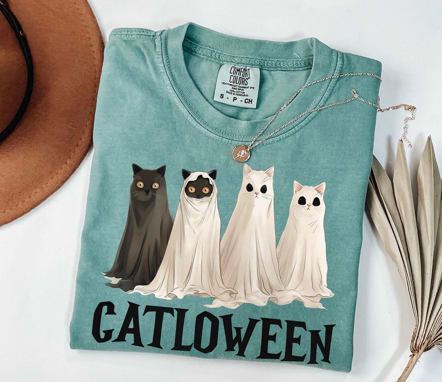 Catloween Funny Halloween Ghost Black Cat Shirt