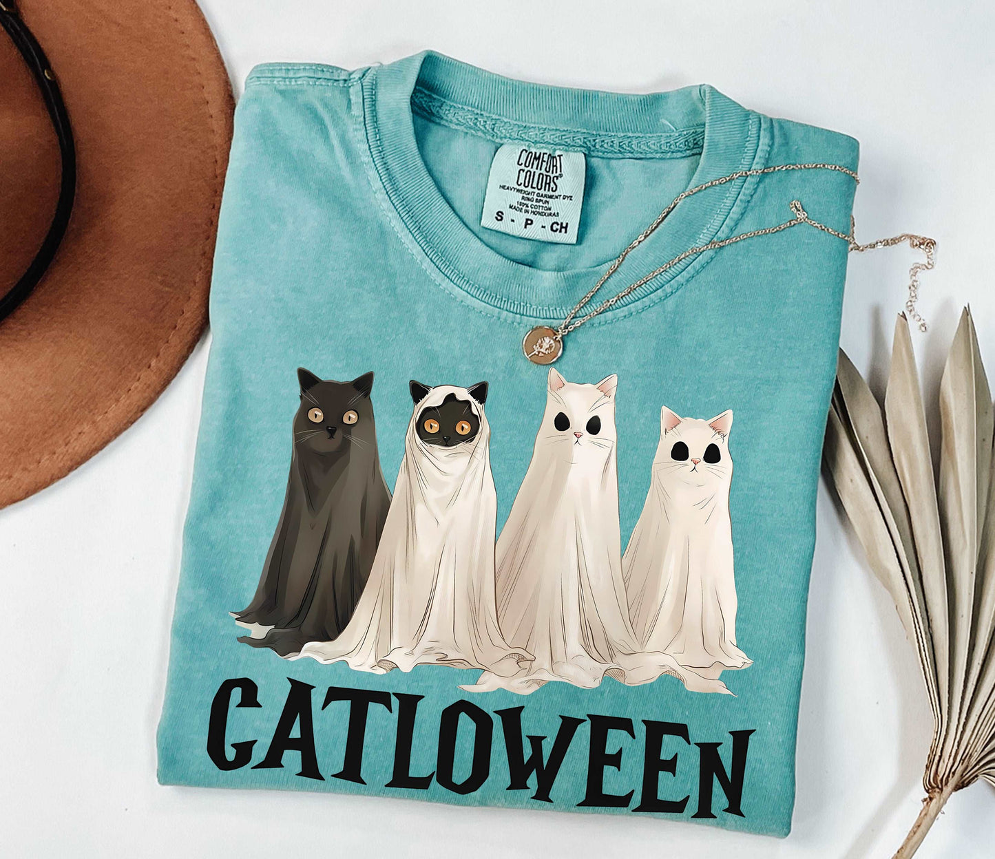 Catloween Funny Halloween Ghost Black Cat Shirt