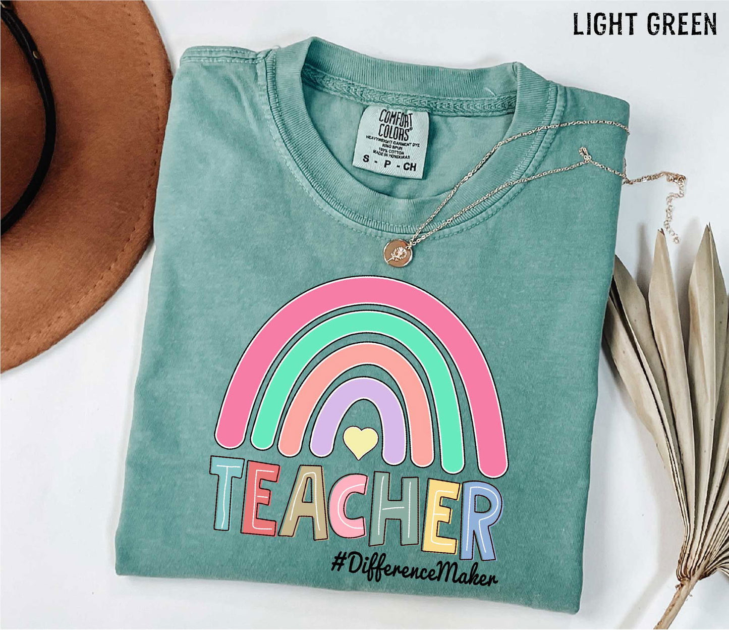 "Teacher Rainbow Comfort Colors T-shirt - Educational Graphic Shirt - ByBoboTee