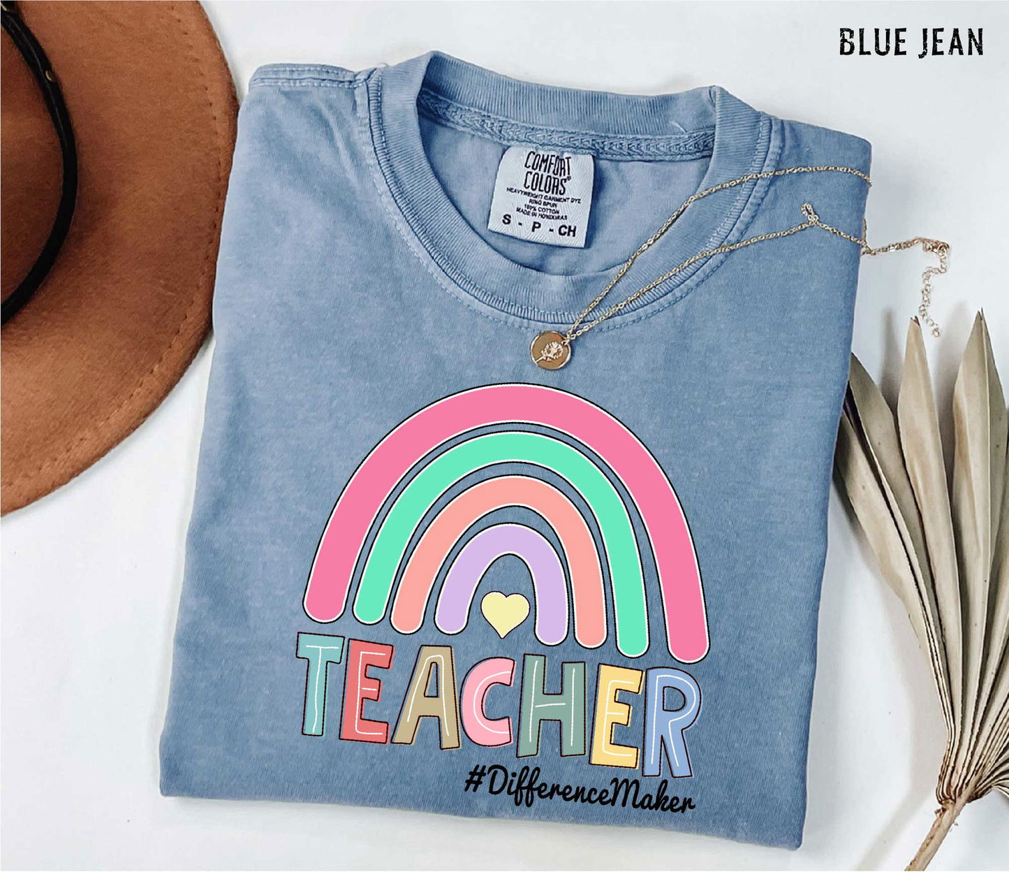 "Teacher Rainbow Comfort Colors T-shirt - Educational Graphic Shirt - ByBoboTee