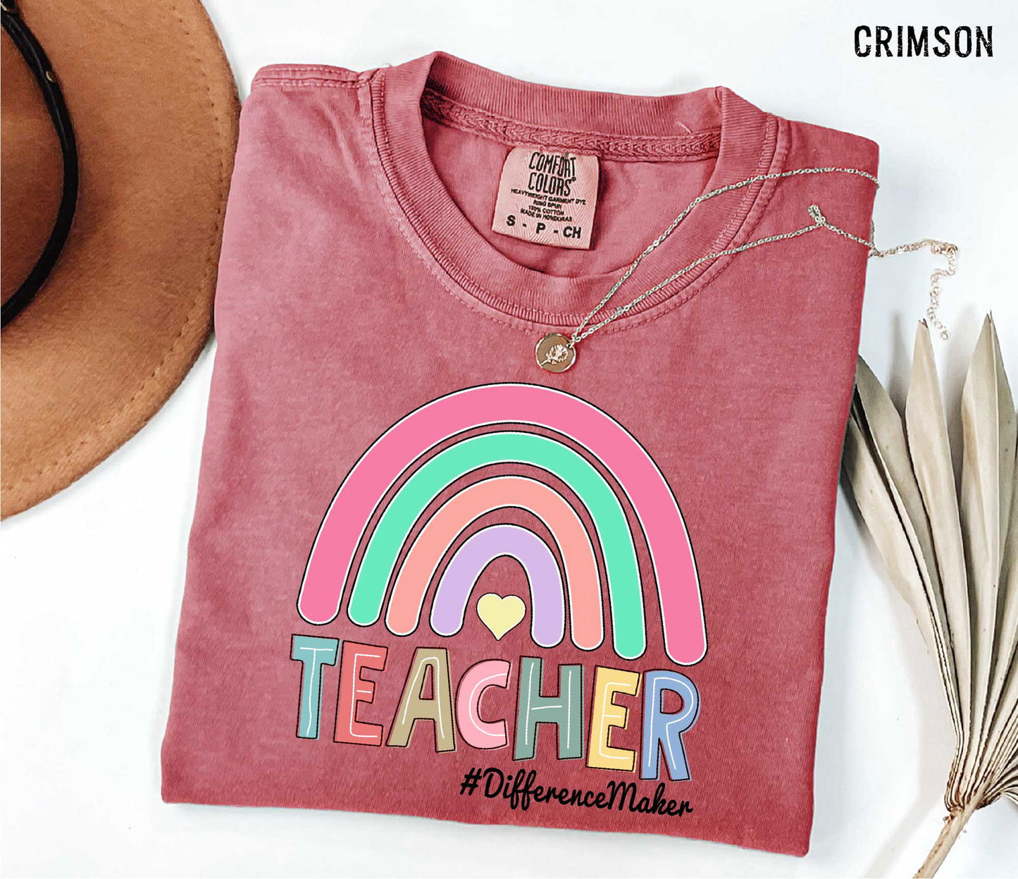 "Teacher Rainbow Comfort Colors T-shirt - Educational Graphic Shirt - ByBoboTee