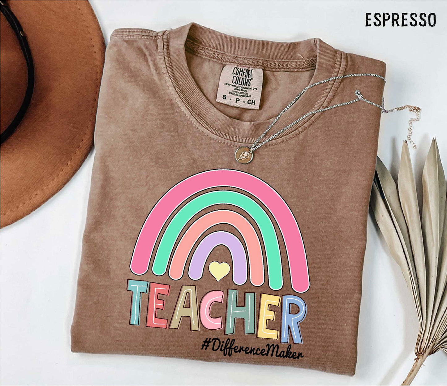 "Teacher Rainbow Comfort Colors T-shirt - Educational Graphic Shirt - ByBoboTee