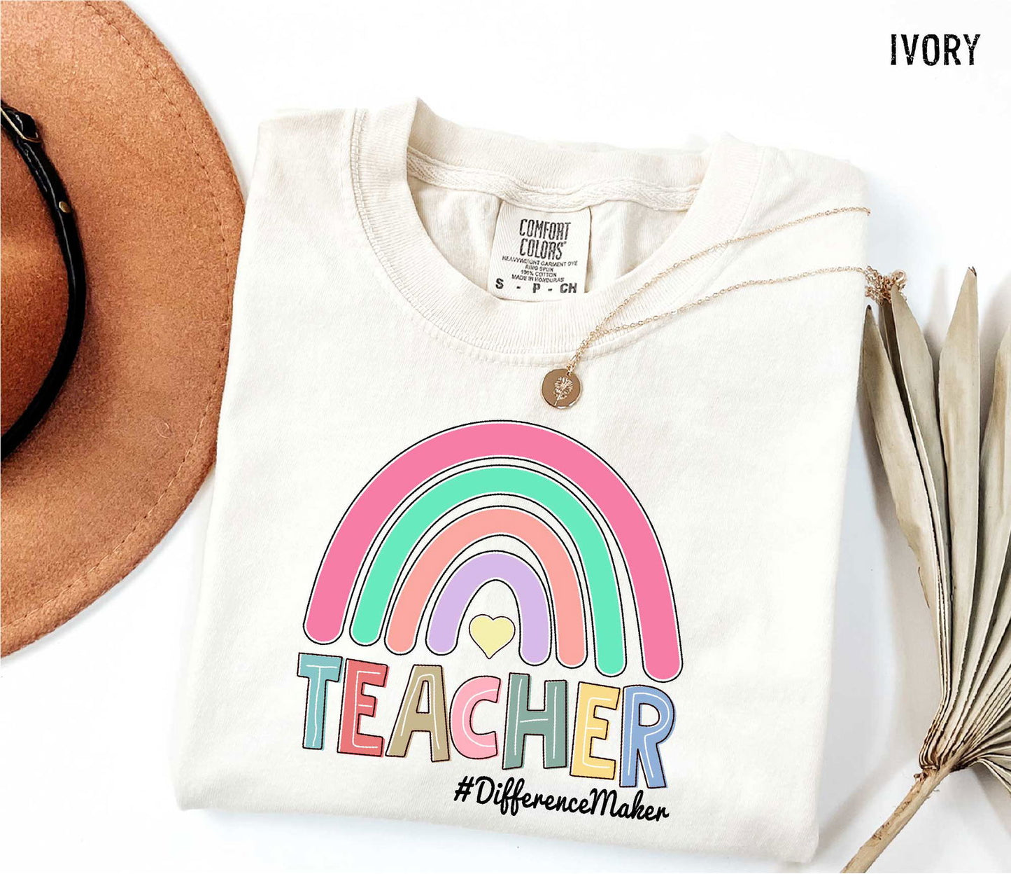 "Teacher Rainbow Comfort Colors T-shirt - Educational Graphic Shirt - ByBoboTee