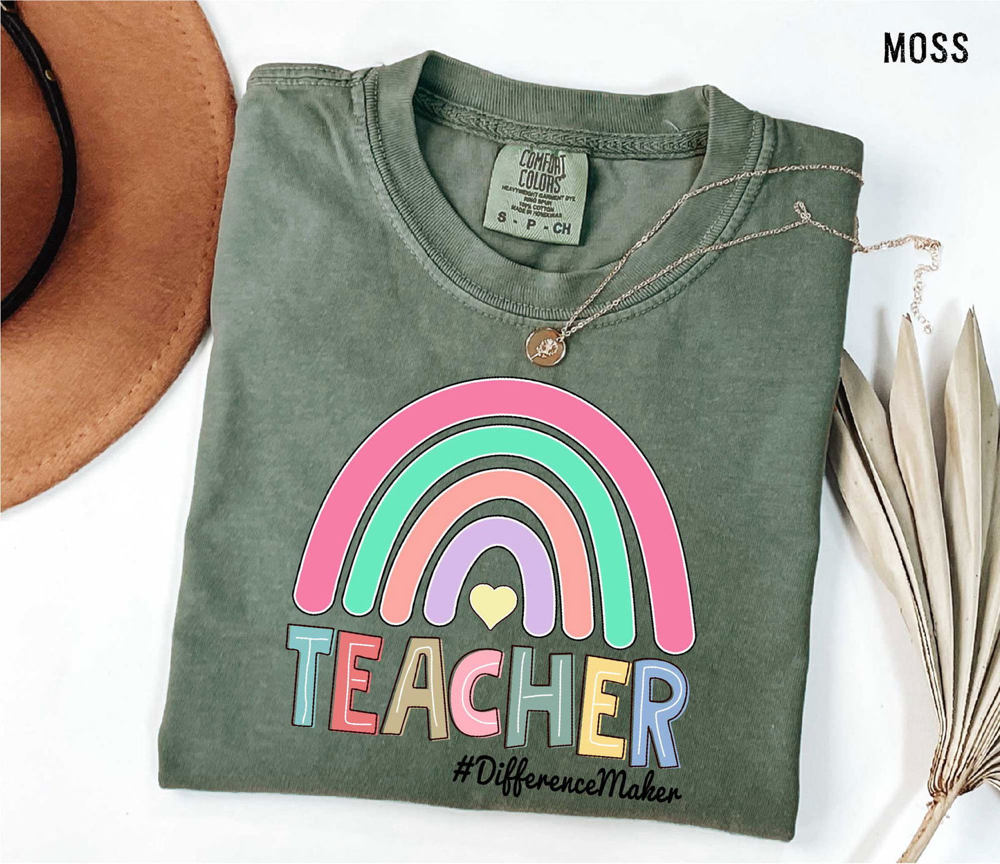 "Teacher Rainbow Comfort Colors T-shirt - Educational Graphic Shirt - ByBoboTee