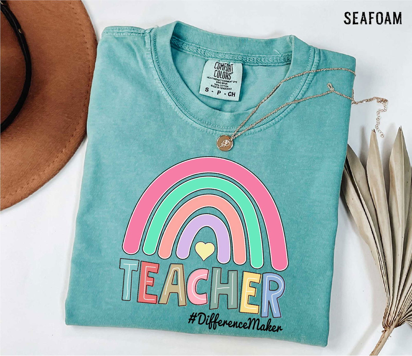 "Teacher Rainbow Comfort Colors T-shirt - Educational Graphic Shirt - ByBoboTee