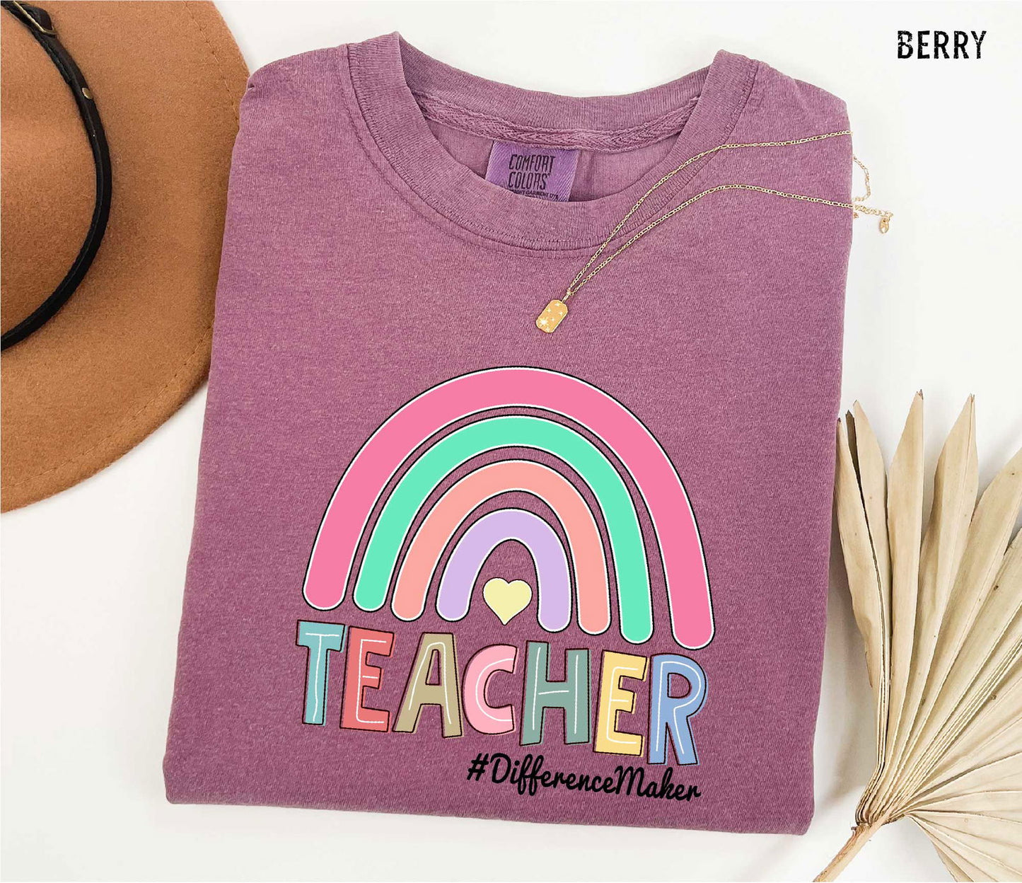 "Teacher Rainbow Comfort Colors T-shirt - Educational Graphic Shirt - ByBoboTee
