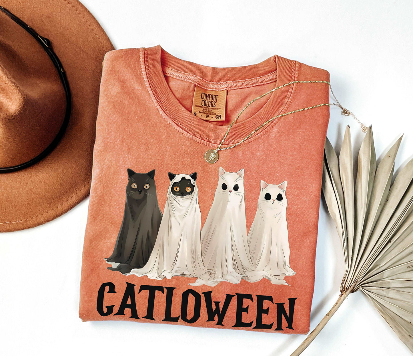 Catloween Funny Halloween Ghost Black Cat Shirt