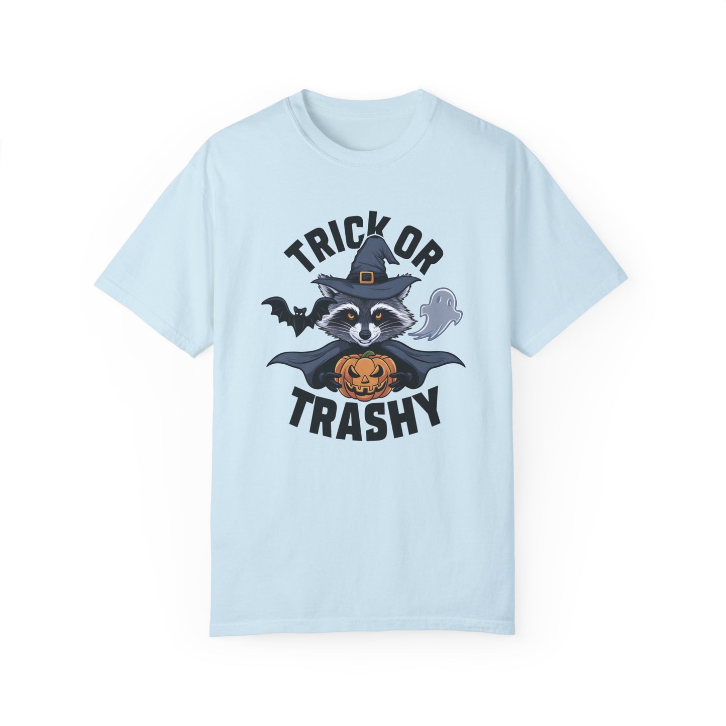 Trick or Trashy Raccoon Halloween Shirt Chambray