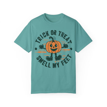 Trick Or Treat Smell My Feet Shirt Gift For Halloween, Retro Pumpkin Shirt Seafoam