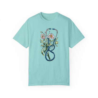 Floral Registered Nurse Shirt - Stylish Healthcare Apparel Chalky Mint