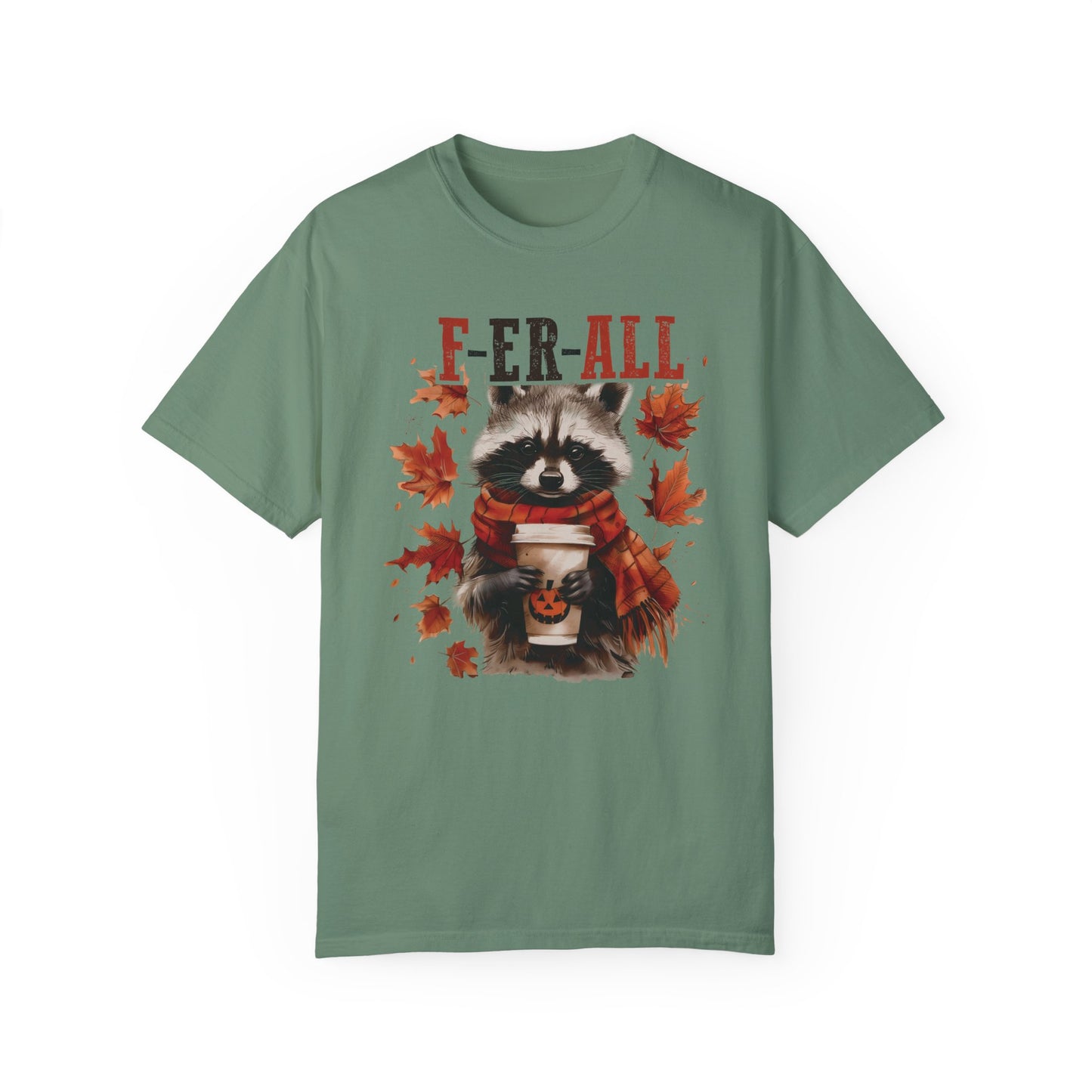 Fall Feral Raccoon Autumn T Shirt - Funny Fall Girl Shirt Light Green