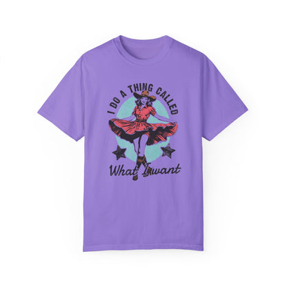 I Do A Thing Called What I Want T-Shirt - Vintage Cowgirl Retro Western TShirt Violet