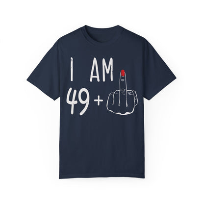 I Am 49 Middle Finger Shirt - 50th Birthday Gifts for Women Tshirt Navy