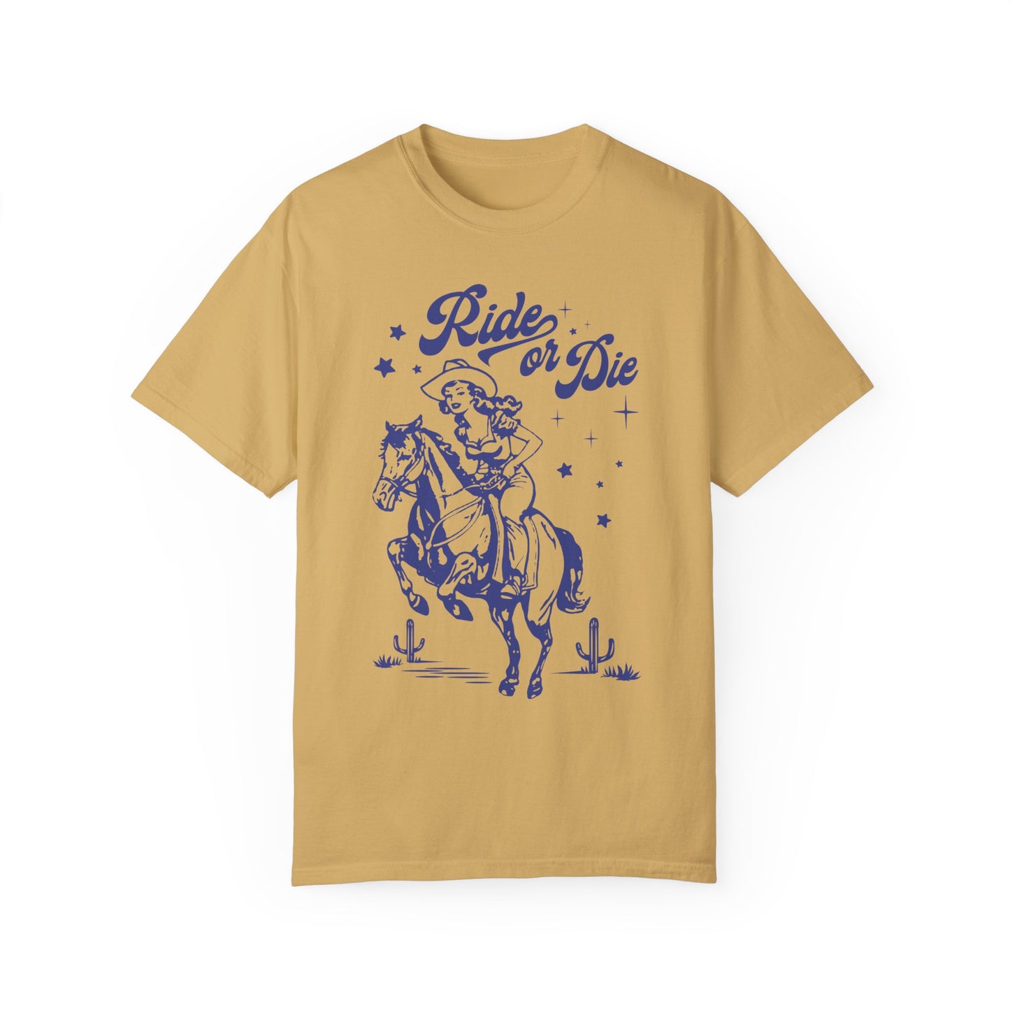 Comfort Colors Western Ride or Die Cowgirl Shirt Mustard