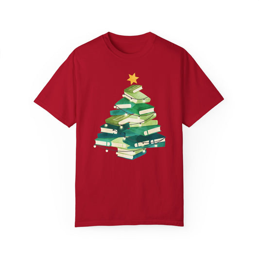 Christmas Book Tree Shirt, Christmas Gift,Book Lovers Christmas Gift,Bookworm Christmas Shirt Red