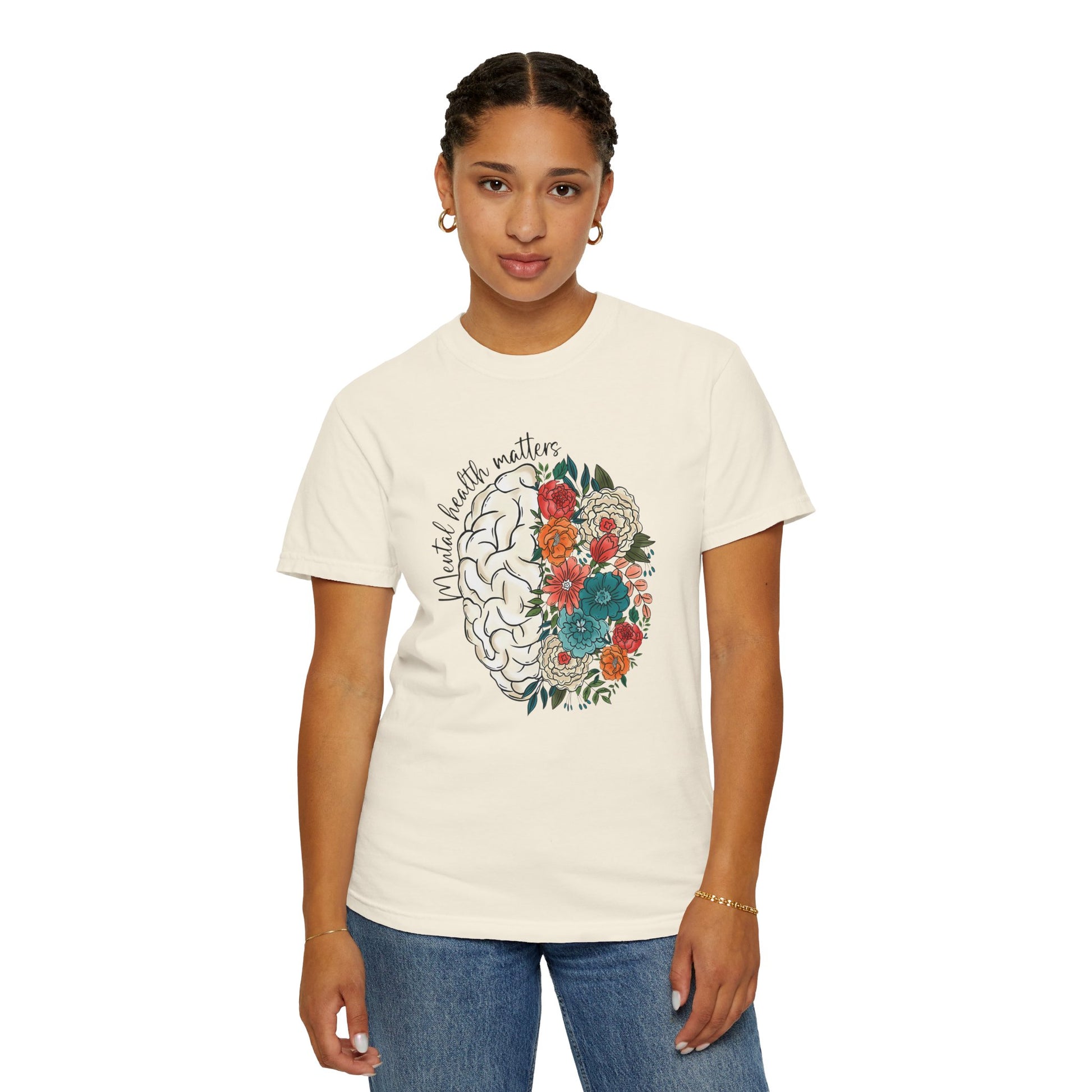 Mental health matters t-shirt - Floral brain shirt