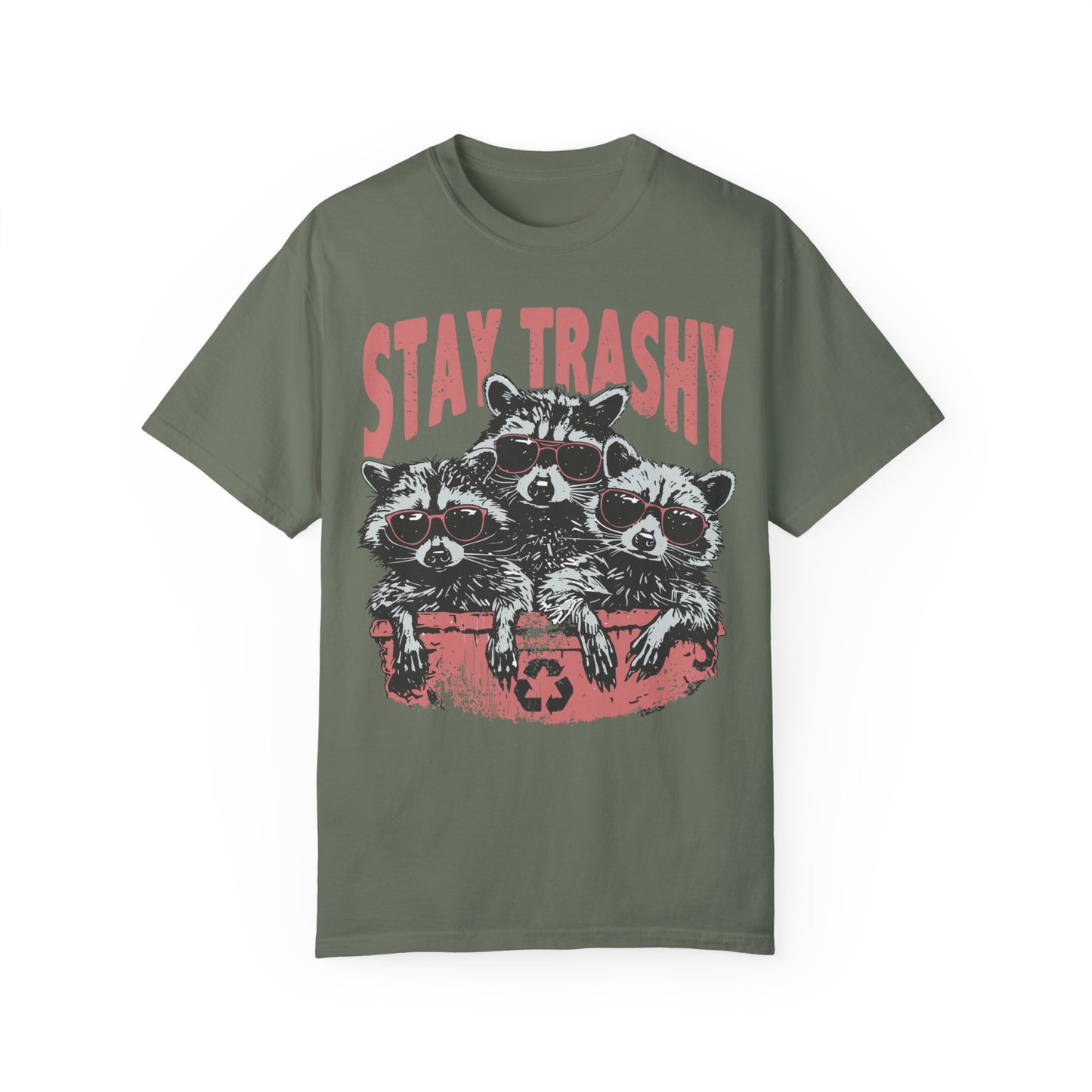 Stay Trashy T-shirt - Funny Raccoons Squad Shirt Moss