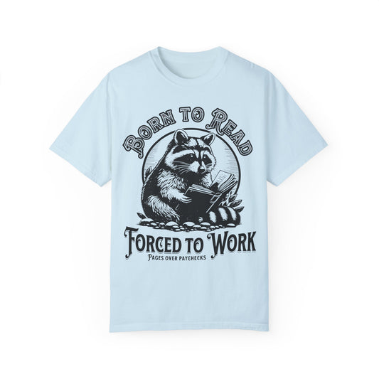 Born To Read Forced To Work Racoon Shirt Chambray