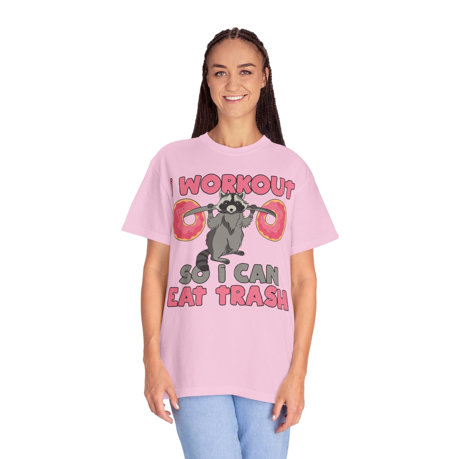 I Workout So I Can Eat Trash Funny Raccoons Vintage T-shirts