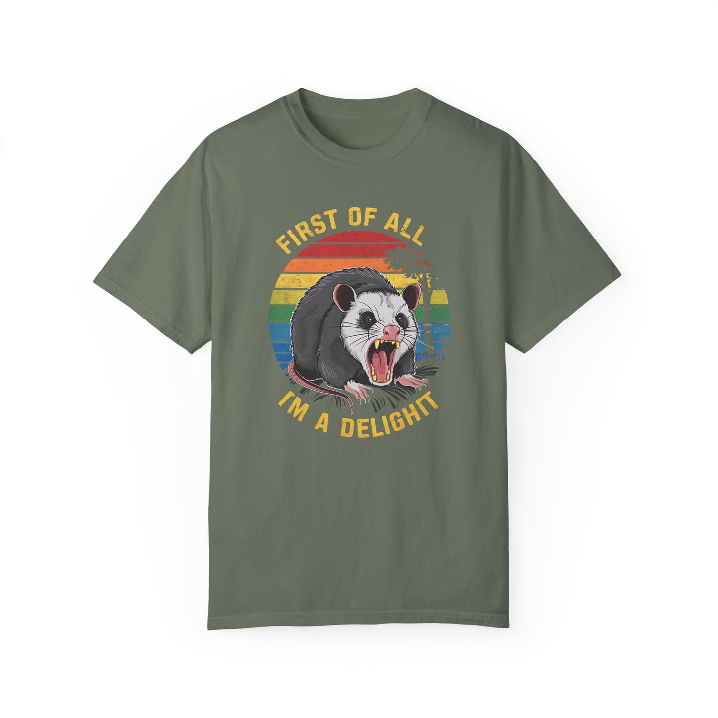 First Of All I'm A Delight Angry Opossum Lover Shirt Moss