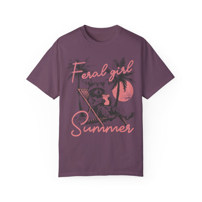 Feral Girl Summer Raccoon Shirt - Funny Meme Tee Berry