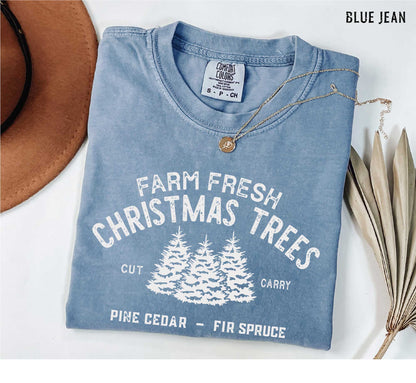 Christmas Trees T-shirt, Unisex Garment-Dyed Shirt