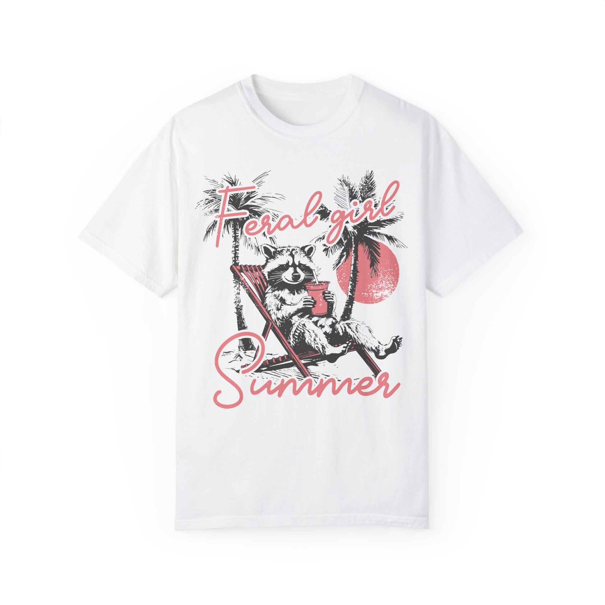 Feral Girl Summer Raccoon Shirt - Funny Meme Tee White