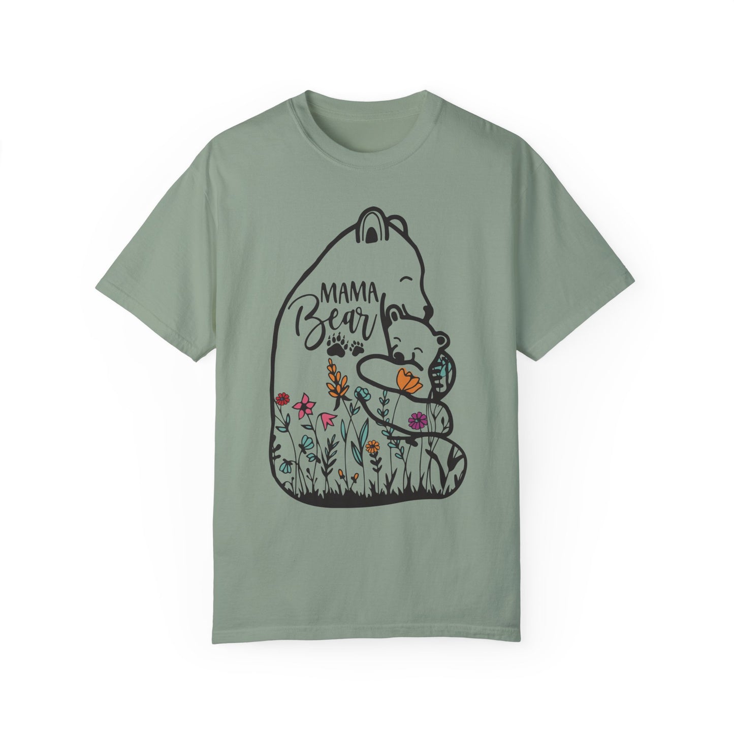 Mom Shirt - Cute Mama Bear and Baby with Wildflowers Bay