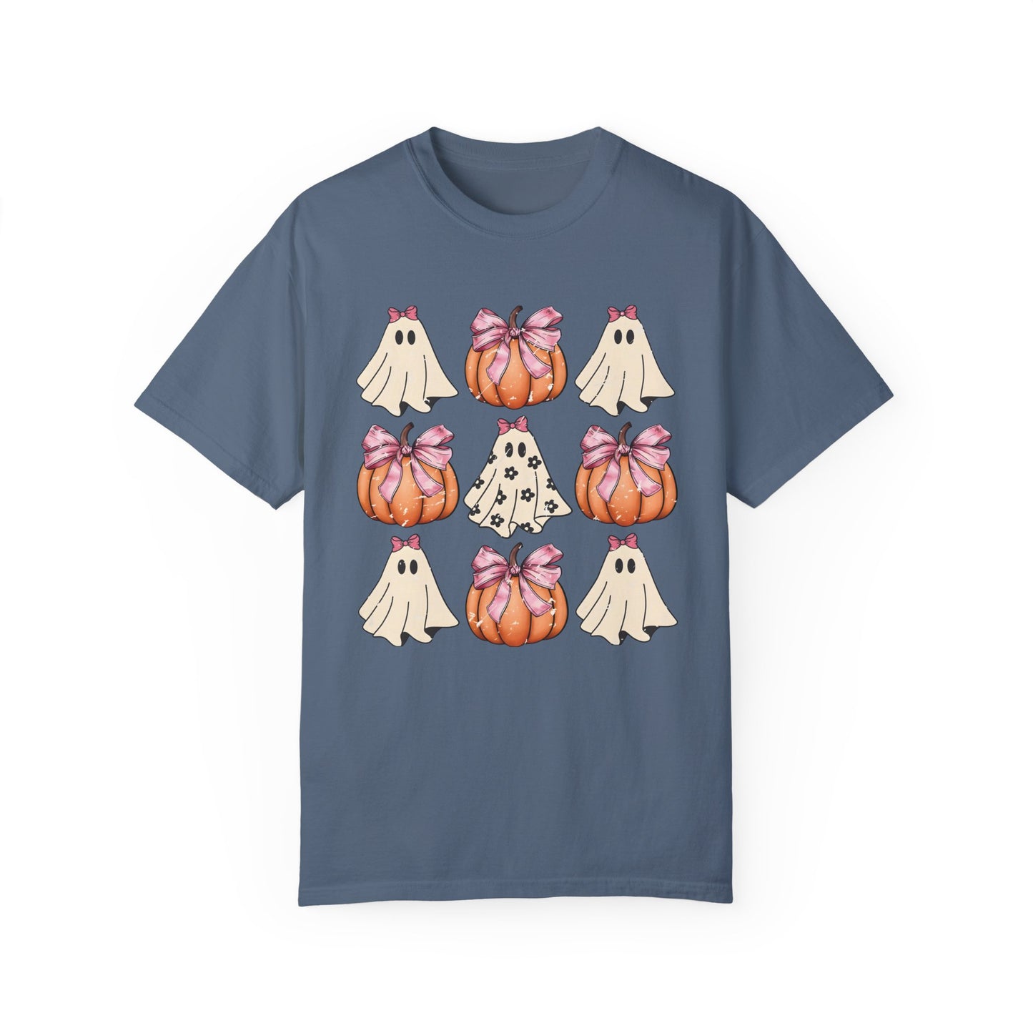 Retro Halloween Coquette Pumpkin Shirt Blue Jean