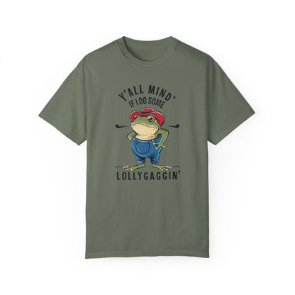 Y'all Mind If I Do Some Lollygagging Funny Frog Tshirt Moss