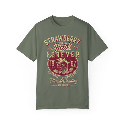 Old School Band Strawberry Fields Rock Band Tee Shirt Moss