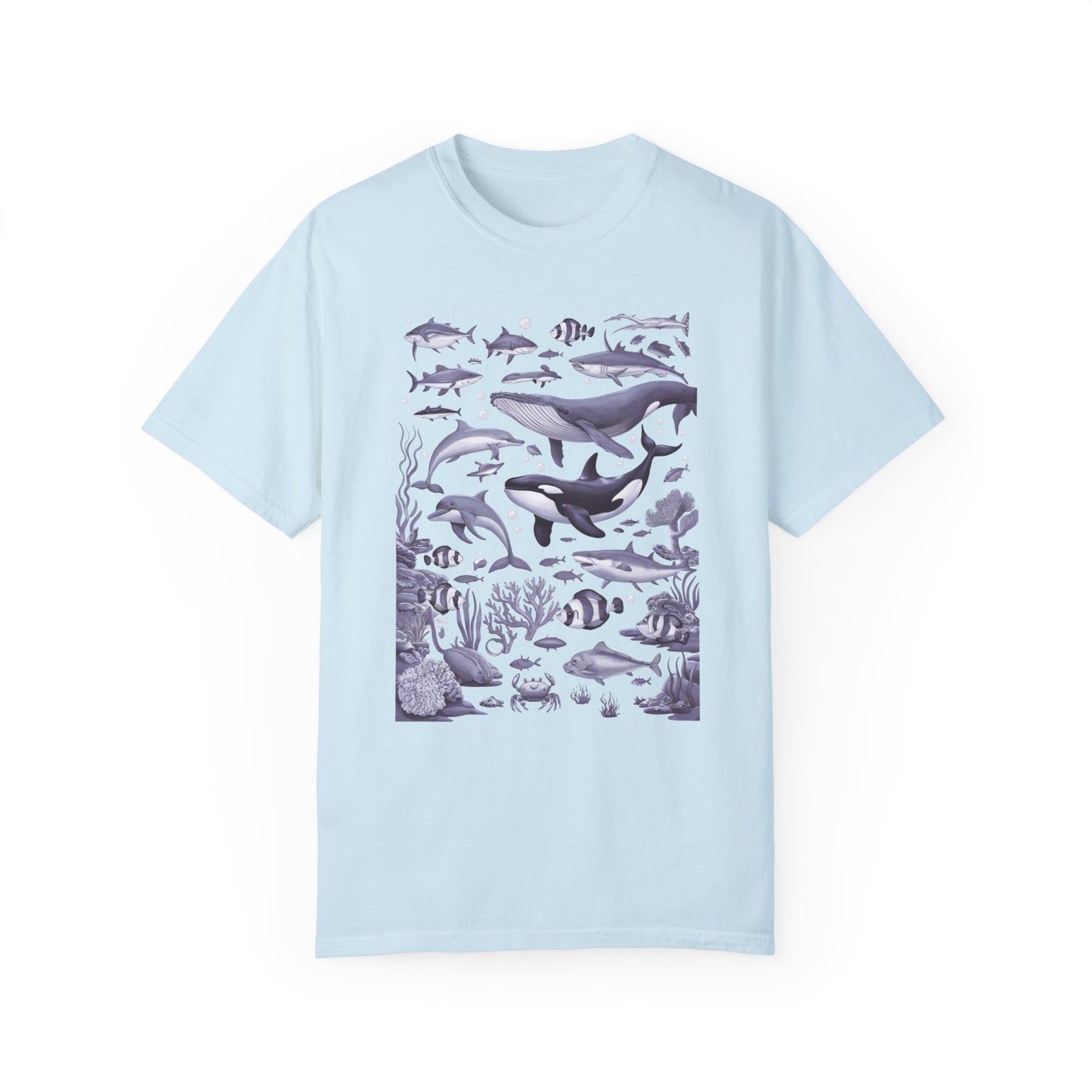 Vintage 90s Water Color Sea Animal Tshirt Chambray