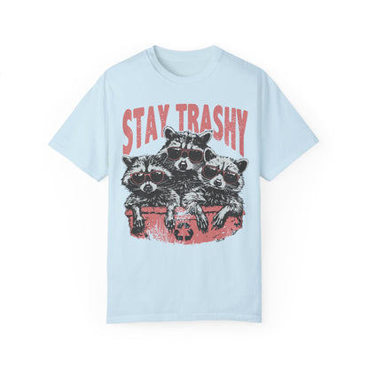 Stay Trashy T-shirt - Funny Raccoons Squad Shirt Chambray