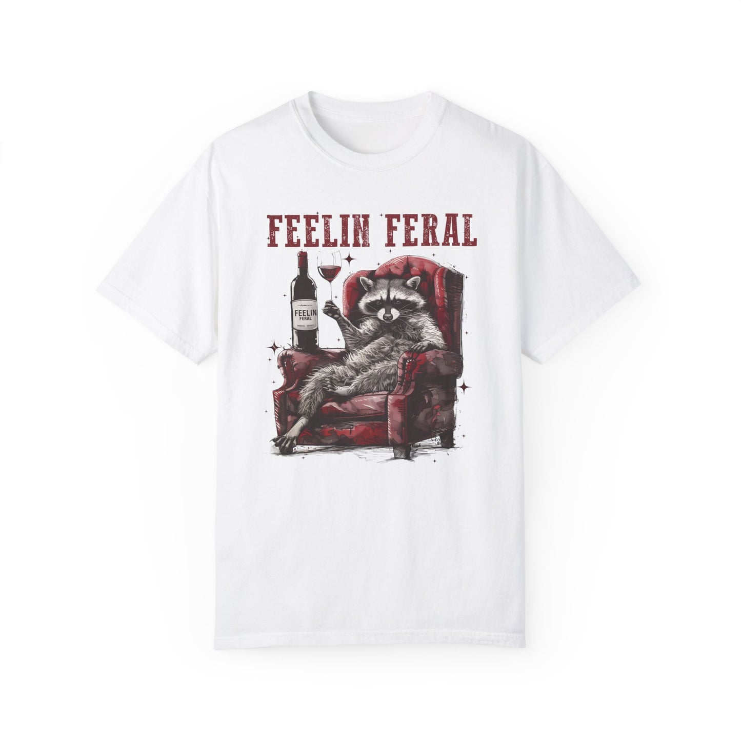 Feelin Feral Funny Raccoon Shirt - Comfort Colors Graphic Tee White