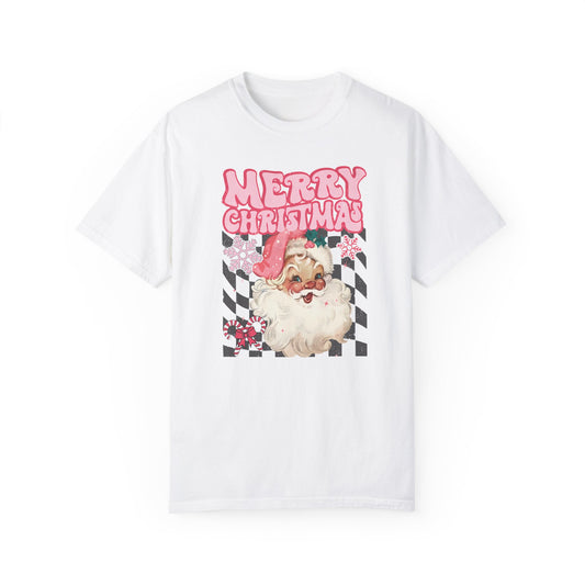 Retro Pink Santa Christmas Shirt White