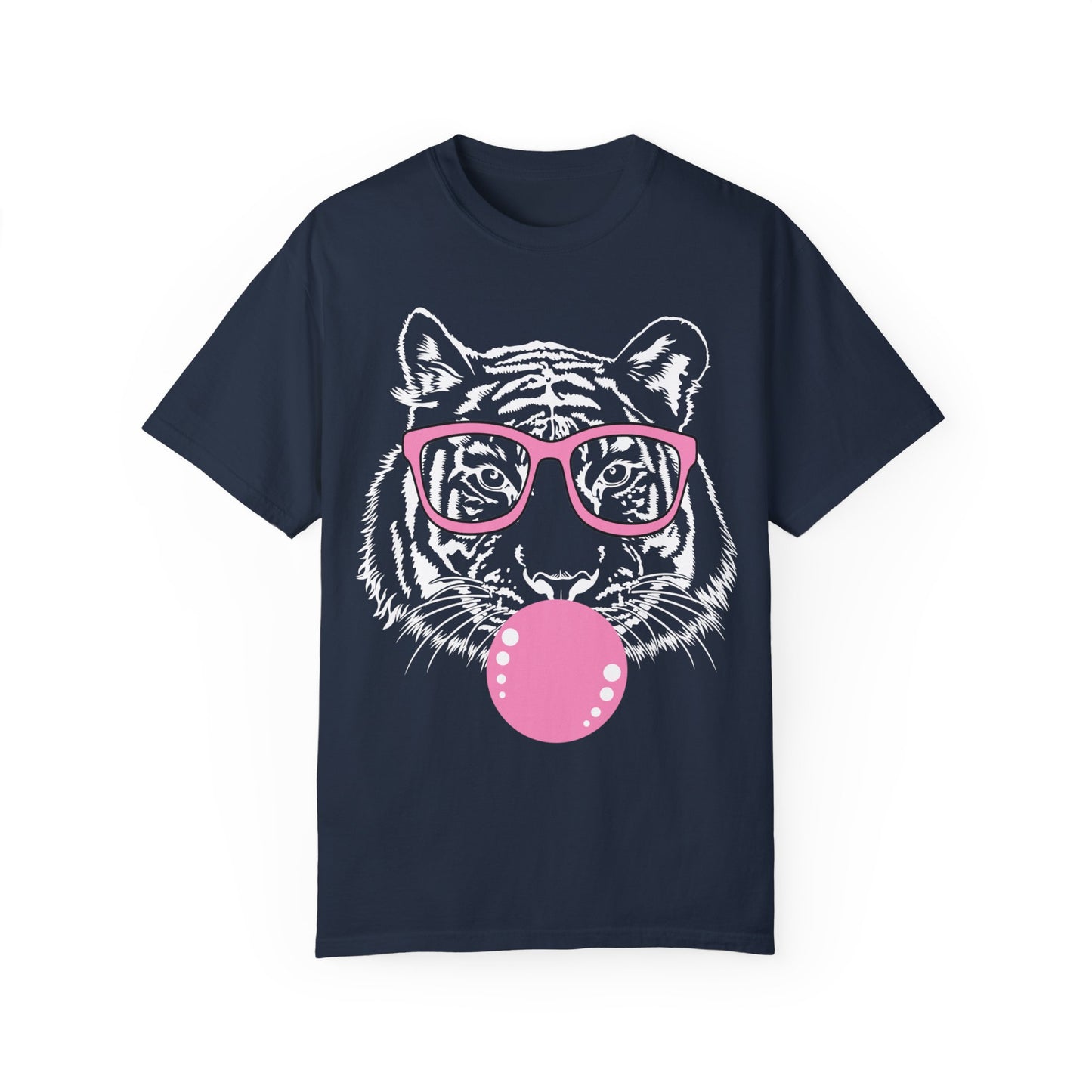 Tiger Shirt, Bubblegum Tiger T-shirt, Tiger Face Shirt Navy