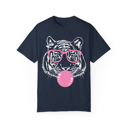 Tiger Shirt, Bubblegum Tiger T-shirt, Tiger Face Shirt Navy