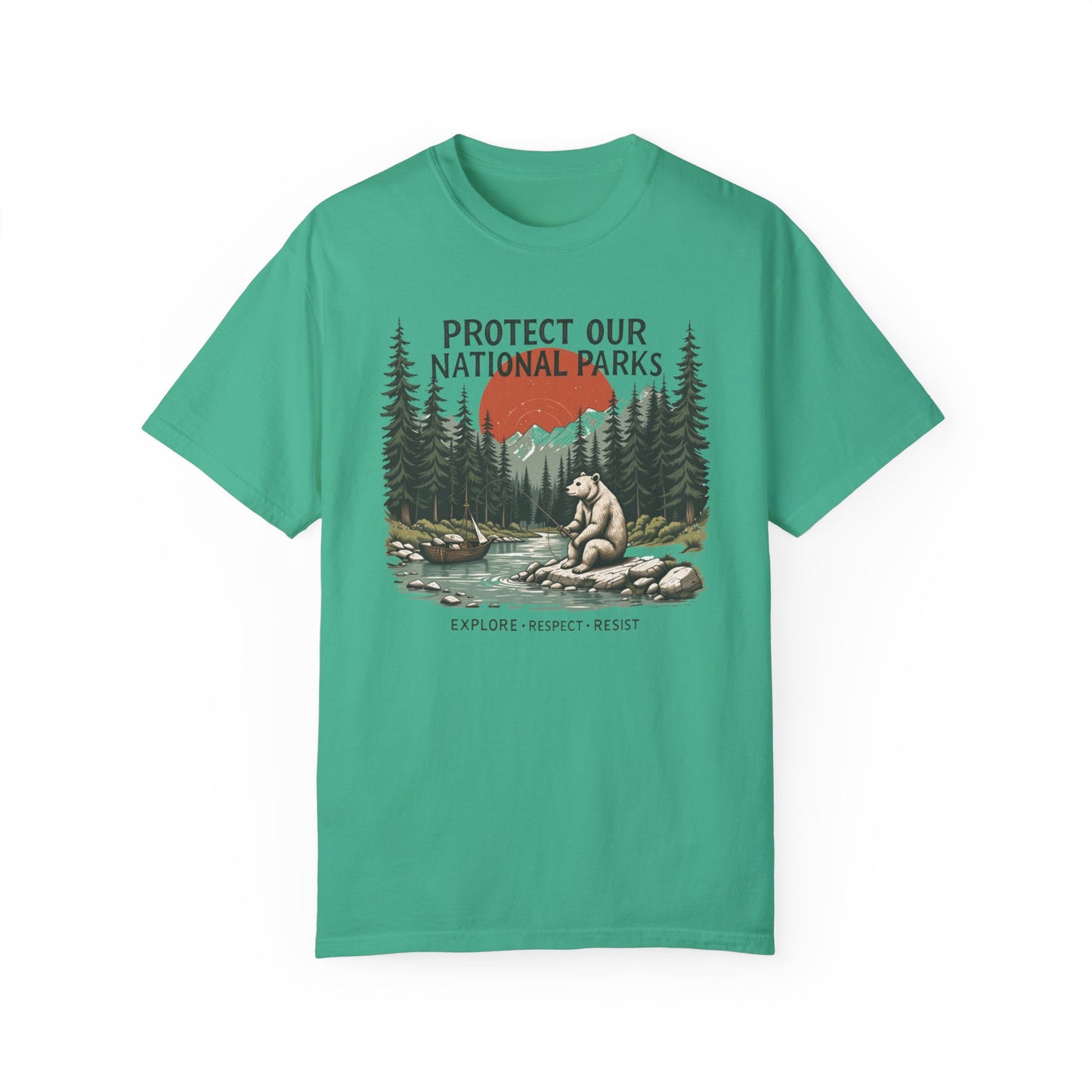 National Parks Conservation Comfort Colors T-Shirt - Nature Bear Graphic