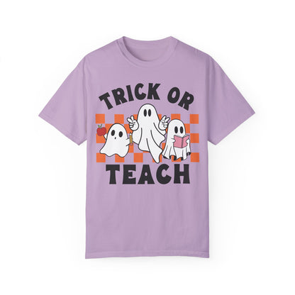 Comfort Colors Teacher Halloween Trick or Teach Shirt Orchid