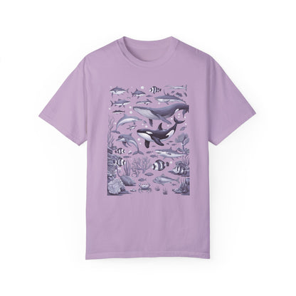 Vintage 90s Water Color Sea Animal Tshirt Orchid