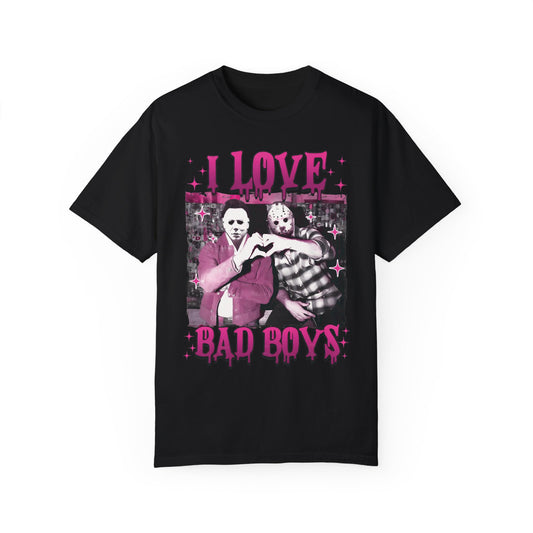 Horror Movie Characters I Love Bad Boys Shirt - Funny Hallowen Tee Black