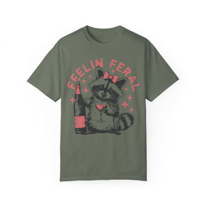 Feelin Feral Raccoon Shirt - Funny Meme Raccoon Moss