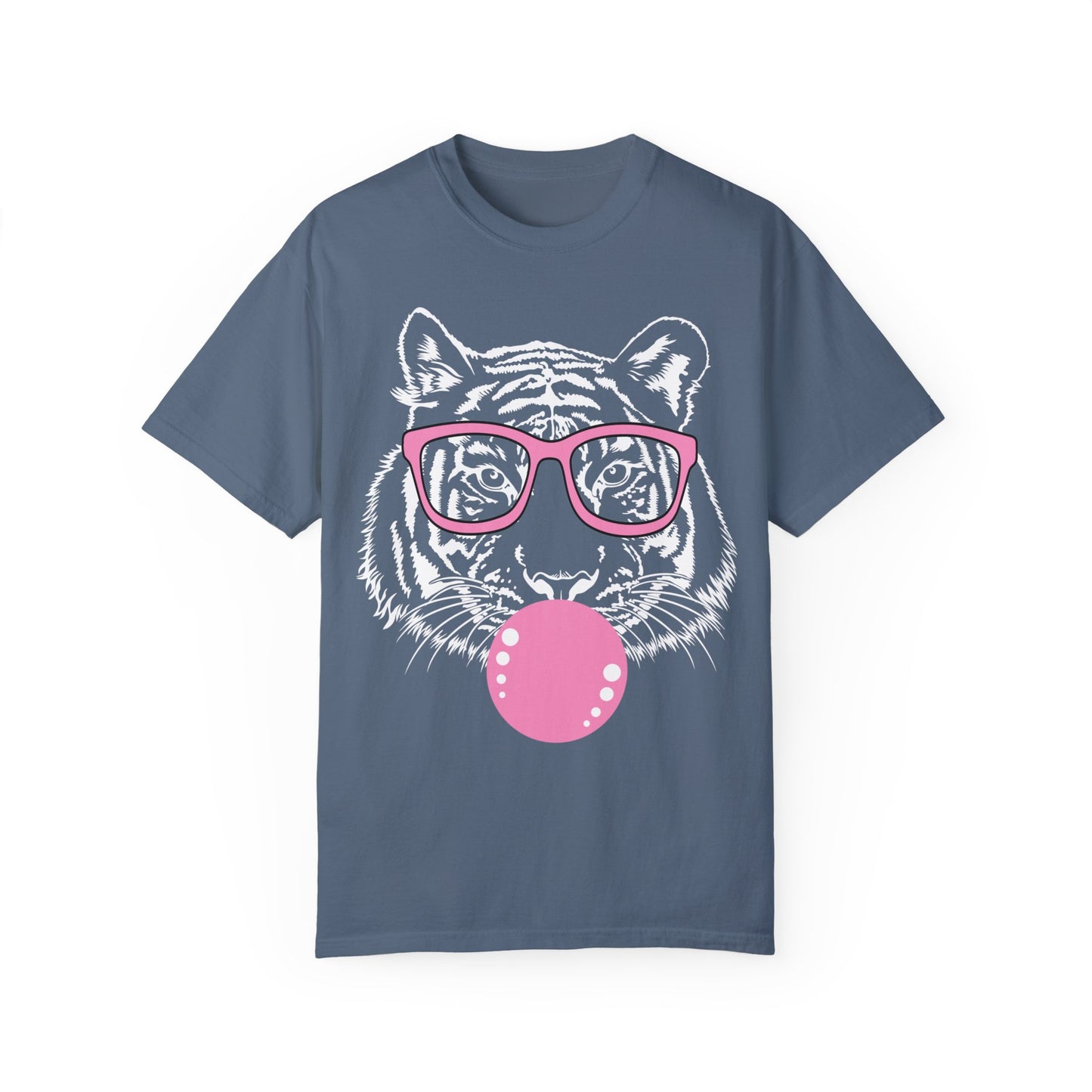 Tiger Shirt, Bubblegum Tiger T-shirt, Tiger Face Shirt Blue Jean