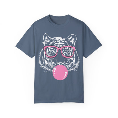 Tiger Shirt, Bubblegum Tiger T-shirt, Tiger Face Shirt Blue Jean