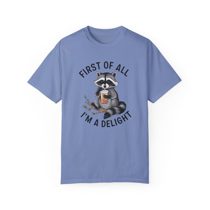 Retro First Of All I'm A Delight Sarcastic Angry Opossum Lover Shirt Washed Denim